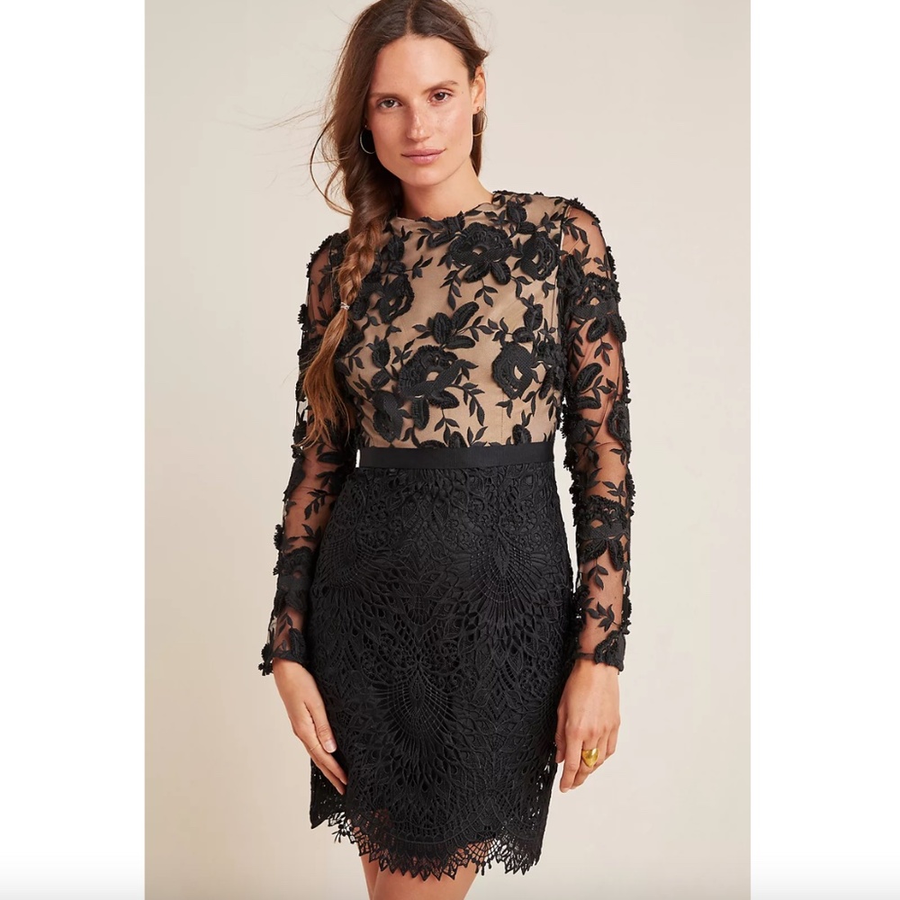 ML Monique Lhuillier Calypso Lace Sheath Dress